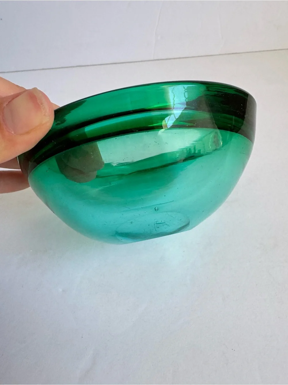 Vintage Murano Art Glass Bowl Turquoise Blue Green Catchall Trinket Dish Geode